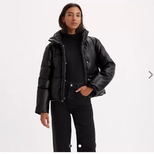FAUX LEATHER PUFFER JACKET